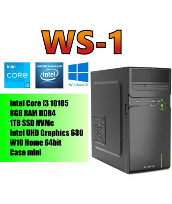 PC WS-1, Intel Core i3 10105, 8GB RAM, SSD 1TB NVMe, Intel UHD Graphics 630, W10